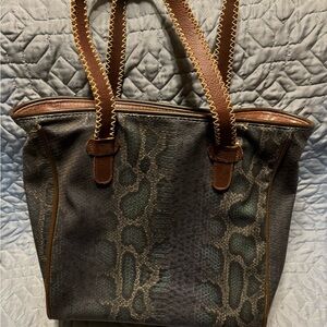 CONSUELA rattler snake embossed print tote
